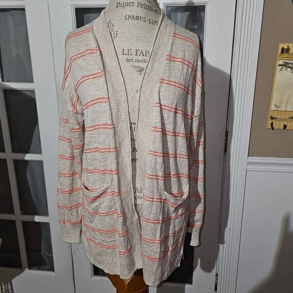 NWT Madewell Womens Bradley Tan Textured Stripe Cardigan Sweater Medium‎ - Picture 1 of 5